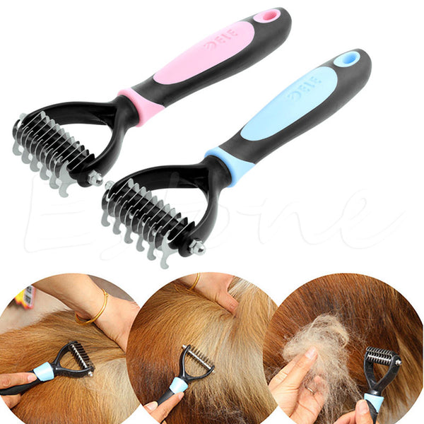 S-home New Tera Pet Fur Knot Cutter Remove Rake Grooming Shedding Brush Comb Rake Dog Cat MAR8 - ren mart