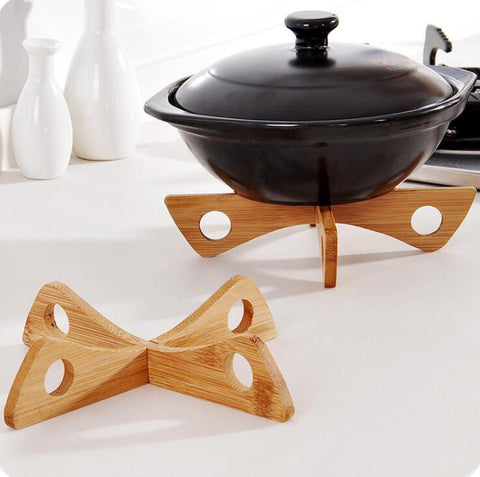 Tray Rack Detachable Wood Table Mat Kitchen Pot Heat Insulated Cooling Dish Potholders Gadget Holder CF-51 - ren mart