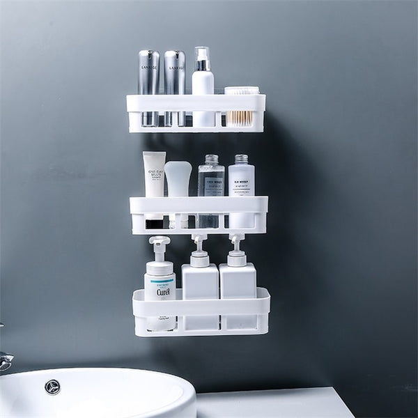 Bathroom Storage Shelf & Rack Waterproof Floating Shelf Home Decoration Kitchen Accessories Free Punching Wall Hanging H1148 - ren mart