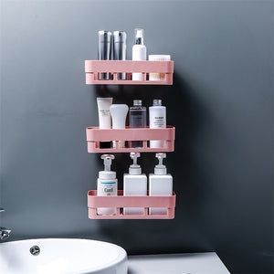 Bathroom Storage Shelf & Rack Waterproof Floating Shelf Home Decoration Kitchen Accessories Free Punching Wall Hanging H1148 - ren mart