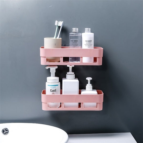 Bathroom Storage Shelf & Rack Waterproof Floating Shelf Home Decoration Kitchen Accessories Free Punching Wall Hanging H1148 - ren mart