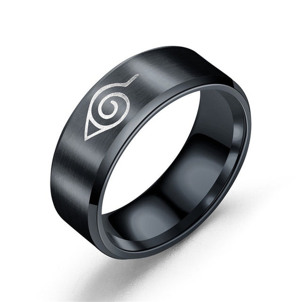 ProYearn 8mm Naruto Titanium Steel Men Ring Anime Around Stainless Steel Ring for Men Tungsten Ring - ren mart