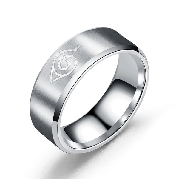 ProYearn 8mm Naruto Titanium Steel Men Ring Anime Around Stainless Steel Ring for Men Tungsten Ring - ren mart