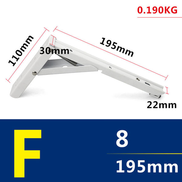 2 Pack 8-20Inch White Triangle Folding Angle Bracket Adjustable Wall Mounted Durable Bearing Shelf Bracket DIY Home Table Bench - ren mart