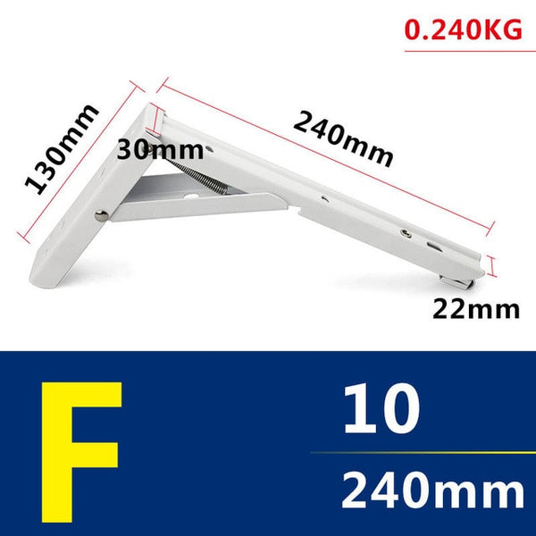 2 Pack 8-20Inch White Triangle Folding Angle Bracket Adjustable Wall Mounted Durable Bearing Shelf Bracket DIY Home Table Bench - ren mart