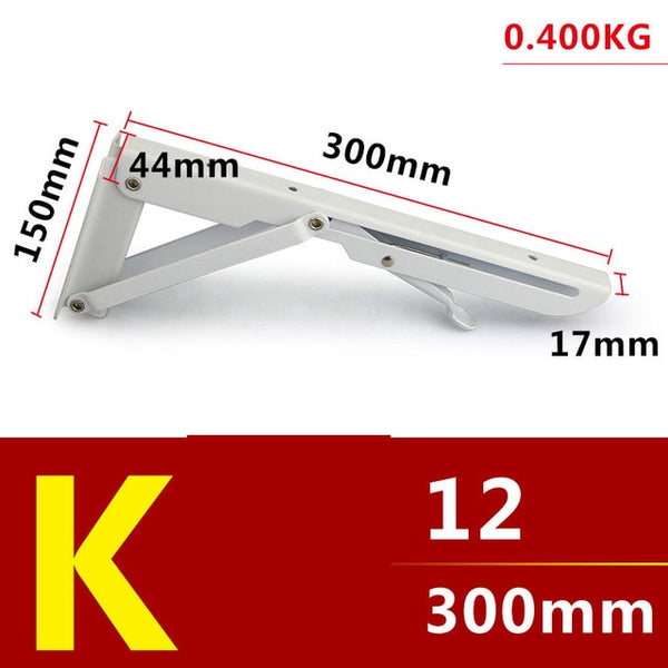 2 Pack 8-20Inch White Triangle Folding Angle Bracket Adjustable Wall Mounted Durable Bearing Shelf Bracket DIY Home Table Bench - ren mart