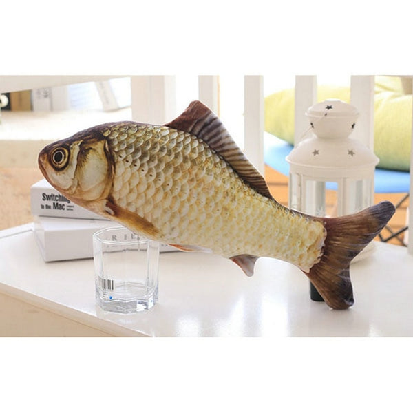 Pet Soft Plush 3D Fish Shape Cat Toy Interactive Gifts Fish Catnip Toys Stuffed Pillow Doll Simulation Fish Playing Toy For Pet - ren mart