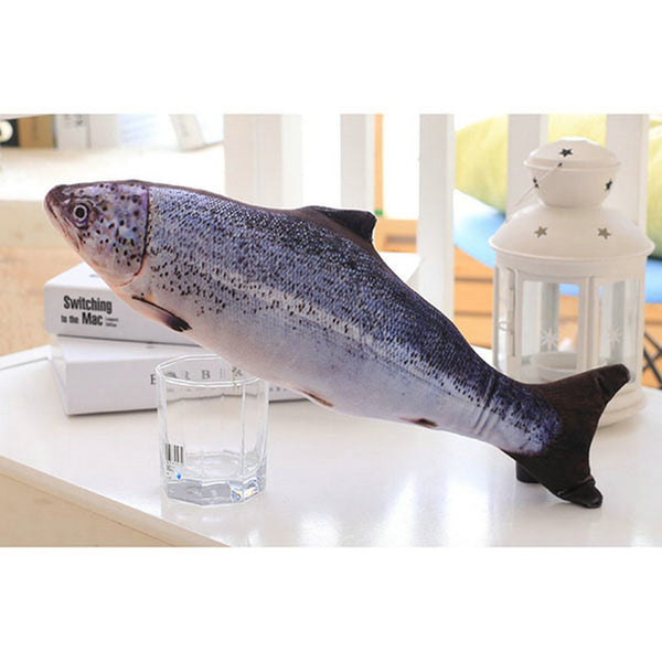 Pet Soft Plush 3D Fish Shape Cat Toy Interactive Gifts Fish Catnip Toys Stuffed Pillow Doll Simulation Fish Playing Toy For Pet - ren mart