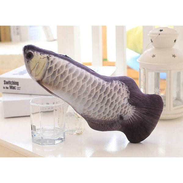 Pet Soft Plush 3D Fish Shape Cat Toy Interactive Gifts Fish Catnip Toys Stuffed Pillow Doll Simulation Fish Playing Toy For Pet - ren mart