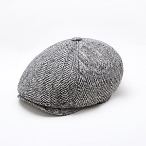 Men British Style Octagonal Hats Winter Wool Hat Gatsby Cap Ivy Hat Golf Driving Autumn Women Cotton Flat Cabbie Newsboy Caps - ren mart