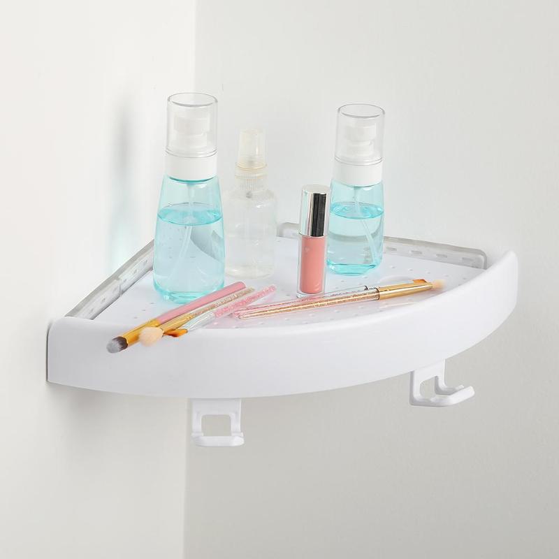 Bathroom Shelf Qrganizer Corner Shelf Caddy Bathroom Plastic Snap up Corner Shelf Shower Storage Wall Holder Shampoo Holder - ren mart