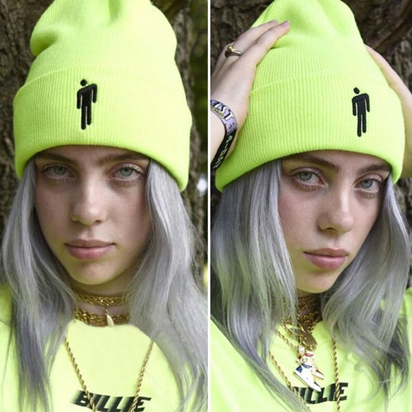 Embroidery Billie Eilish Beanie Hat Women Men Knitted Warm Winter Hats For Women Men Solid Hip-hop Casual Cuffed Beanies Bonnet - ren mart