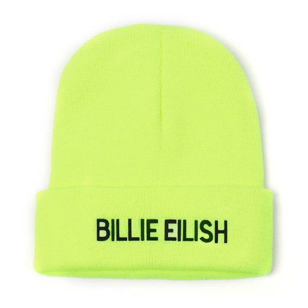 Embroidery Billie Eilish Beanie Hat Women Men Knitted Warm Winter Hats For Women Men Solid Hip-hop Casual Cuffed Beanies Bonnet - ren mart