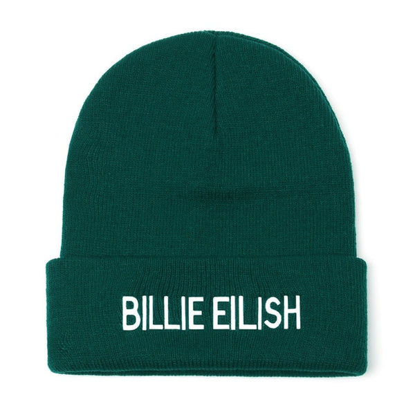 Embroidery Billie Eilish Beanie Hat Women Men Knitted Warm Winter Hats For Women Men Solid Hip-hop Casual Cuffed Beanies Bonnet - ren mart