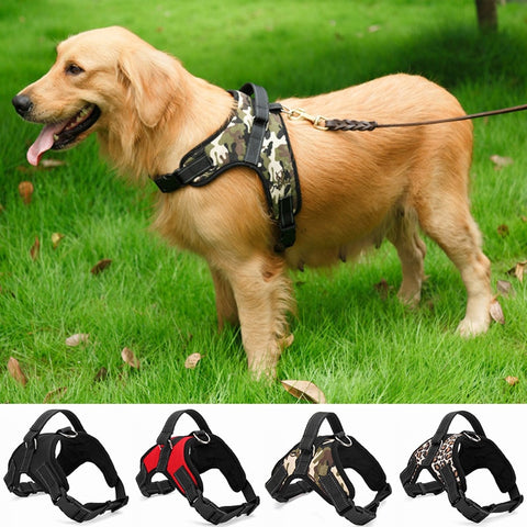 Nylon Heavy Duty Dog Pet Harness Collar Adjustable Padded Extra Big Large Medium Small Dog Harnesses vest Husky Dogs Supplies - ren mart